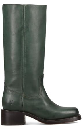 Frye Campus - Stivali alti da donna da 14 litri, realizzati in pelle Montana firmata con struttura a filetto Goodyear e tacco in pelle impilata, altezza gambale 33 cm, Foresta, 38-39 EU