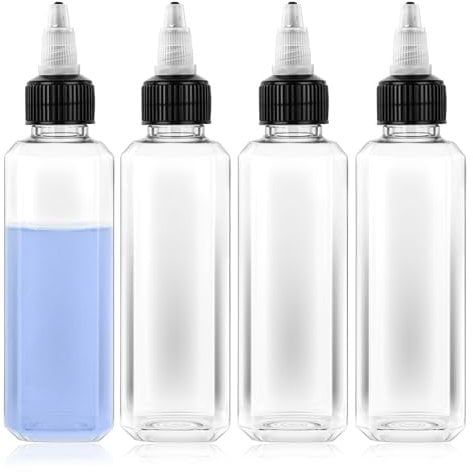 Hpmjz 4 Pcs Empty Oil Squeeze Bottles Small Oil Dispenser Bottle Liquid Condiment Container Clear Leak-Proof Dispens Bottle for Kitchen Oils Soy Sauces Vinegar Syrup Ketchup Dressing