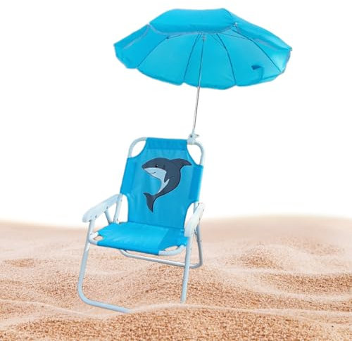 Patifirst Chaise pour avec Parasol - Chaise Pliante Jardin Camping avec Estivale | Siège en Sable Résistant avec Protection Solaire pour Piscine Terrasse Pelouse