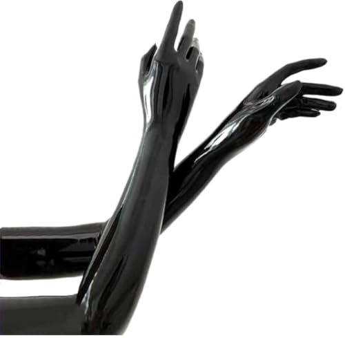 Generisch Ein paar malaysische Material Kigurumi Naturlatex 0,4 mm Dicke Einmal Formgebung Zentai Männer und Frauen Kleidung Zubehör Cosplay hohe Elastizität 60cm Länge sexy Latex lange Handschuhe