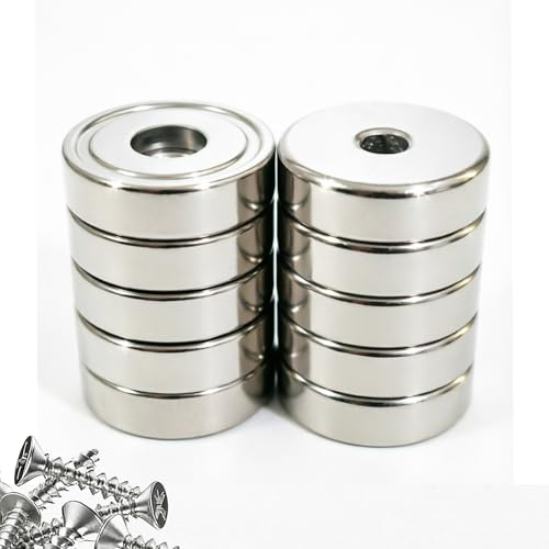 SZAXCCOM Magnete mit Loch zum Verschrauben 20mm Starke Neodym Magnete Extra Stark mit Stahlhülse Topfmagnet Ni+Cu+Ni Beschichtet, für Büro, Werkstatt & Lager 10 Stück