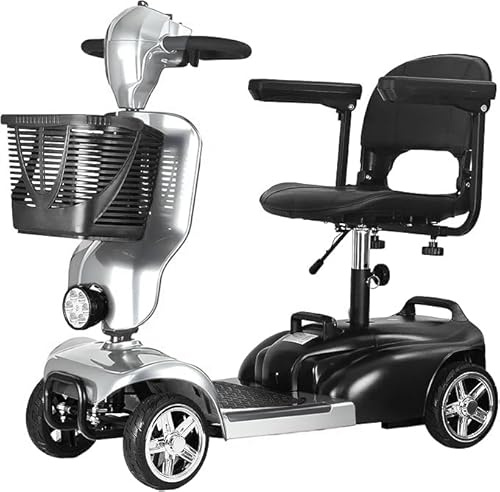 iCAN X-02 2026 Model Portable Mobility Scooter (Silver), 120 Kg Capacity, 12.5 Mile Long Range, Removable Battery, UK Regulated, LED Headlight, Removable Basket, CupHolder, Front Fairing