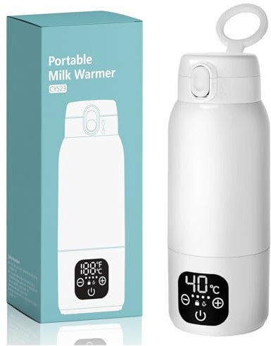 Tragbarer Flaschenwärmer Baby Unterwegs, 3 min Schnellheizung für Muttermilch und Wasser, 500ml Kapazität mit Pasteurisierung und präziser Temperatursteuerung, 11000mAh Akku