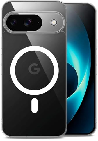 ONEFLOW Nova Case für Google Pixel 9 Hülle mit Kameraschutz Transparent, kompatibel mit MagSafe, Handyhülle Durchsichtig Back Cover, Magnetring für induktives Laden