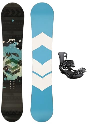FTWO Set Damen Snowboard Black Deck Blau 142cm mit Bindung M Sale