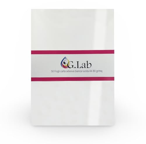 50 Fogli A4 Carta Adesiva per Stampante (297 mm x 210 mm), Fogli Adesivi Stampabili, Etichette Adesive, Stampanti a Getto d'Inchiostro, Stampanti Laser, Fotocopiatrici (Lucida)