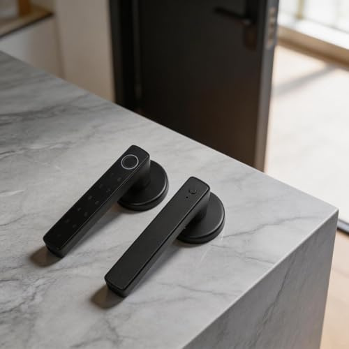 Cerradura de manija de puerta Smart For Tuya con huellas dactilares, entrada sin llave con contraseña y tarjeta, cerrojo electrónico abierto de un solo agarre para puerta delantera de oficina en casa