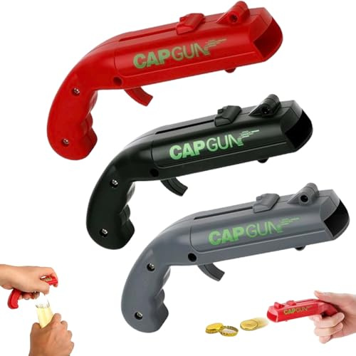 3 Stück Cap Gun Flaschenöffner Pistole,Flaschenöffner mit Verschluss Abschuss,Lustige Schuss Flaschenöffner,Capgun,Schießspielzeug für Partys,Für den Einsatz zu Hause,In der Bar oder auf Partys