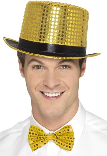 Smiffys Pailletten-Zylinder, Gold, mit elastischem Innenrand
