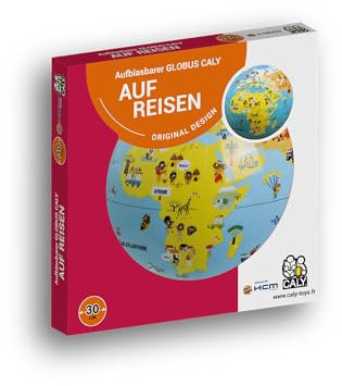 HCM Kinzel - Aufblasbarer Caly Globus - Auf Reisen - Spielerisch die Welt erkunden - Rot - 30 cm Umfang