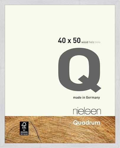 nielsen Bilderrahmen, 40 x 50 cm, Holz, Weiß, Posterrahmen zum Aufhängen im Hoch- & Querformat, Echtglas, Quadrum