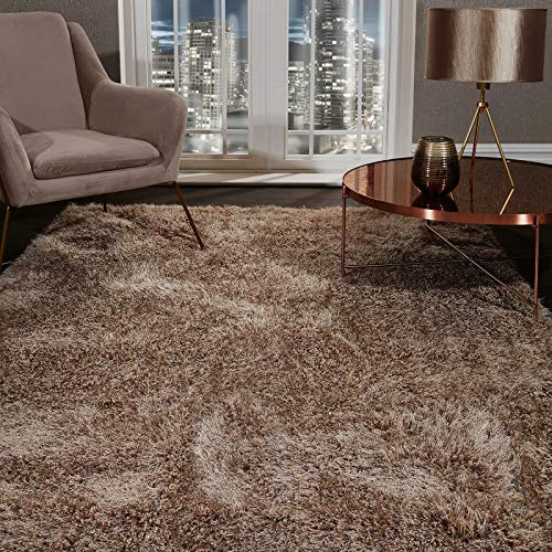 viceroy bedding SHAGGY RUG Super Plush Extra Large Rugs Living Room with SHIMMERING SPARKLE GLITTER STRANDS Fluffy 55mm Thick Pile Height Modern Area Rugs - (Beige Mink, 120cm x 170cm (4ft x 6ft))