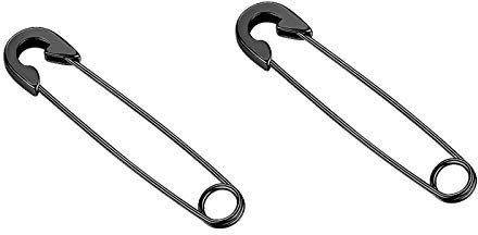 Flongo Damen Ohrringe Herren Ohrstecker mit hängendem Pin Sicherheitsnadel Anhänger aus Edelstahl Gestüt Stecker Huggie Ohrhänger Creolen Schwarz Gotik Punk Frauen Männer