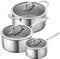 KUHN RIKON Allround Oven and Induction-Safe 3-Piece Mixed Cookware Set with Glass Lids, Stainless Steel, Silver