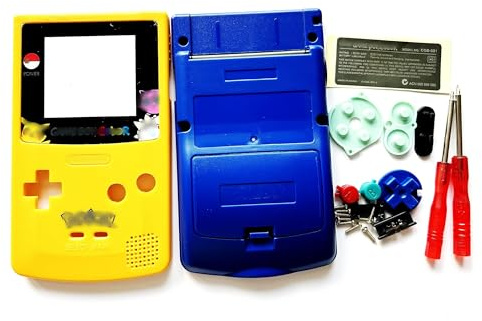 Gametown Replacement Full Housing Shell Case Cover Pack with Screwdriver Buttons for Game boy Color GBC Repair Part-Yellow&Blue.