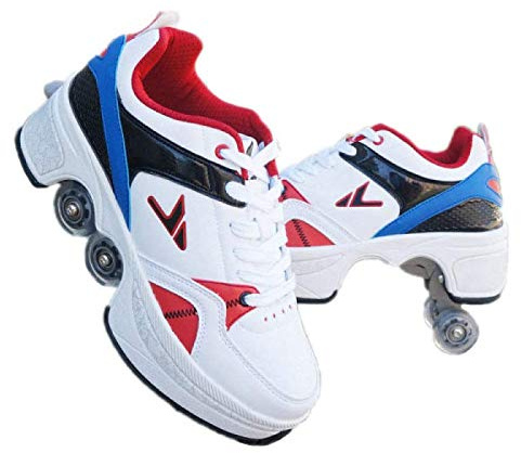 Patins A roulettes Reglables,Deform Wheels Skates Roller Shoes Casual Sneakers Walking Skates Hommes Femmes Runaway Patins à Quatre Roues,D-36