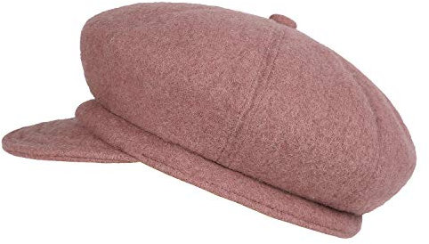 JASMIN DANTIYA Damen Lama-Wool Newsboy Cap Wool Visor Cabbie Fiddler Winter Frühling achteckig Hut - Pink - Einheitsgröße