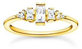 THOMAS SABO Damen Ring weiße Steine vergoldetes Silber TR2347-414-14-50