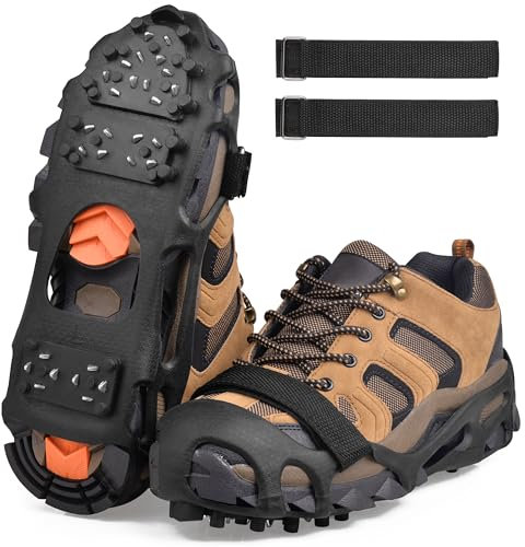Grödel Steigeisen Schuhspikes Schuhkrallen Schuh Spikes Grödeln Traktion Eisspikes für Bergschuhe Schuhe EIS Klettern Bergsteigen Angeln Trekking Winter Outdoor (28 Zacken, S)