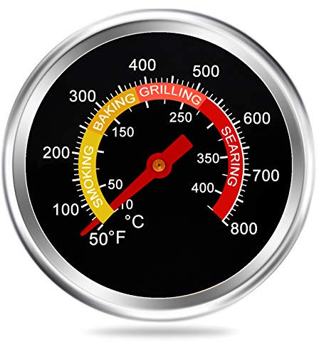 Grill-Thermometer, Temperaturanzeige, Holzkohlegrill, Räucherthermometer, Hitzeindikator für Fleisch, Kochen, Rind, Schwein, Lamm, 7,5 cm Grilltemperaturanzeige mit Fahrenheit