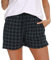 Lovasy Schlafshorts Damen Karierte Pyjamahose Damen Kurz Sommer Shorts mit Taschen und Kordelzug,Grün,M