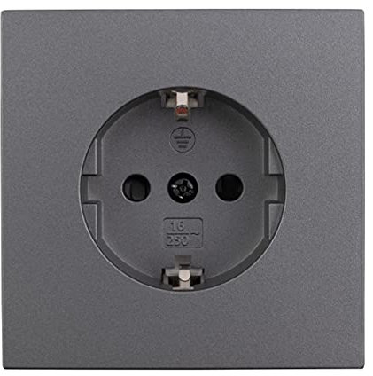 McPower Schutzkontakt Steckdose Shallow, 250V~/16A, mit Steckanschluss, Unterputzmontage, schmaler Rahmen, samtige Oberfläche, ohne Mittelstege, dunkelgrau anthrazit matt