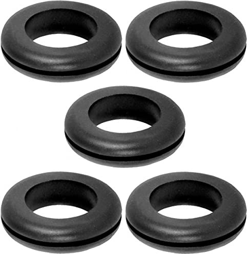 cyclingcolors 5x Durchgangstülle Gummitülle Kabeldurchführung Kabeltülle Tüllen schwarz ründ Ösenring elektrische Leiter Schutz Drähten Steckern Kabeln (D1 = 17 x d =12 x H1 = 4 mm)