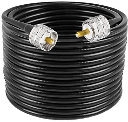 Superbat Cable UHF PL259 de CB 15m Cable RG8X UHF Macho a Macho de Radio Digital 50ohm Cable Coaxial de Baja Pérdida para Radio CB Radioaficionados Analizador de Antena Medidor de SWR etc.