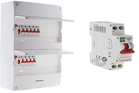 Thomson Coffret électrique 2 rangées 26 modules Idéal T3 & Disjoncteur à vis PH+N 20A NF Pouvoir de coupure 4.5KA