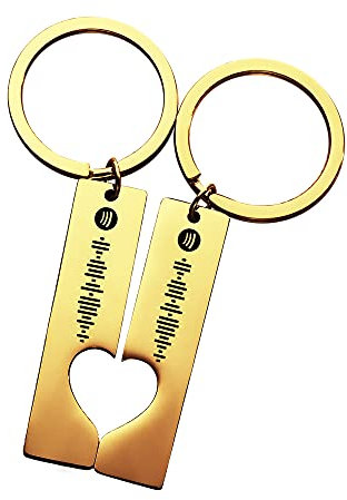 Porte-clés Personnalisé Code Spotify Gravé Musique Chanson Acier Inoxydable Coeur Couples Porte-clés Cadeaux