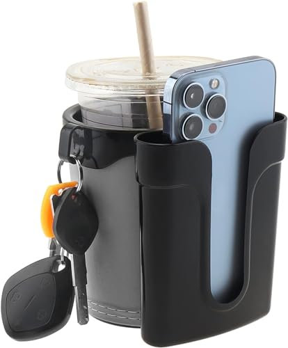 Tobefore Porte-gobelet de vélo Porte-Bouteille d'eau de vélo Guidon avec clés de téléphone Portable Porte-gobelet de vélo Porte-gobelet de vélo en Cuir Porte-bière pour vélo (Gris-Noir)