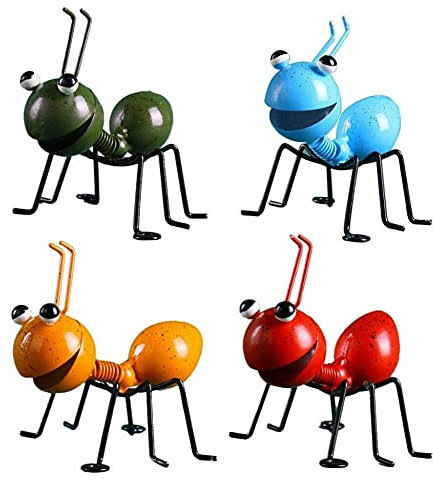 UNQLUX Garten Deko Metall Ameise Deko, Ameise Deko Garten, Garten Deko Draußen, Rasendekoration Gartenaußenwandkunst, Statue Garten, Niedliche Insekten-Hofkunst-Gartenverzierungen, 2 PCS, 4 Farben