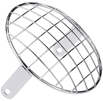 Griglia faro moto, maglia protettiva universale per fari moto per autocycle(Cromo)