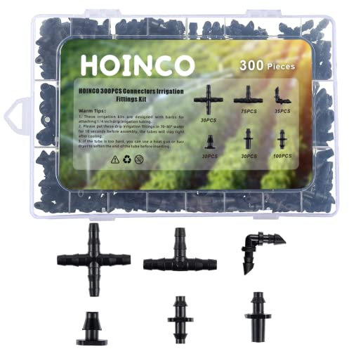 300PCS Conector de púas para riego por goteo,Sistema de Riego de Jardín,HOINCO Kit de Riego por Goteo Micro Riego Automático