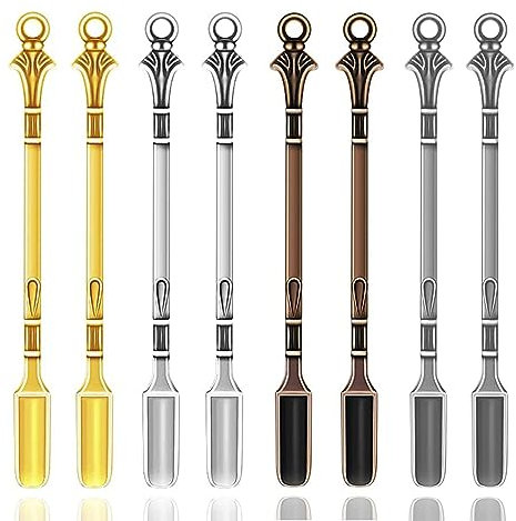 Cuchara de rapé 4colors, cuchara de Medicina de cuchara de rape mini con anillo de collar colgante, cuchara de polvo de rape metálico para vial pequeño (8)