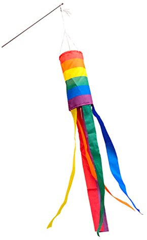 1 Stück Regenbogen Windsack, 88 x 13 CM Bunte Hängende Säule Windsack Garten Hängende Dekoration Garten Wetterfahne Balkon Äols Glöckchen für Outdoor Garten Hof Hinterhof Veranda Lieferu