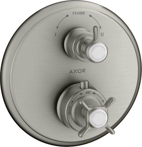 hansgrohe AXOR Montreux Thermostat Unterputz mit Absperrventil oder Umstellventil, 16820800, Farbe: Edelstahl Optic