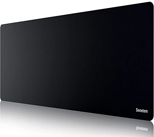 Senetem XXXL Großes Mauspad, ultradünnes Gaming-Mauspad, erweitertes Mauspad, rutschfeste Gummiunterseite, Tastatur-Pad, große und Lange Computermatte für Schreibtisch, Schwarz, XXXL, 90,9 x 40,9 cm