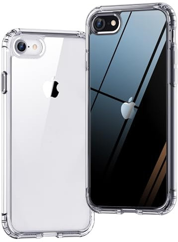 ONES iPhone SE3 SE2 SE / 7/8 Durchsichtig Dünn Hart Hülle『Stoßfest Airbag Militärstandard』『Erhöhte Kanten Schutz Kamera Bildschirm』[Anti-Gelb] [rutschfest], PC + TPU Hybrid Silikonhülle für Apple