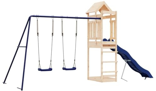 vidaXL Spielturm, Klettergerüst mit Rutsche Schaukel, Kinder Kletterturm mit Sandkasten, Spiel-Zubehör für Garten, Spielgeräte Spielplatz, Massivholz Kiefer