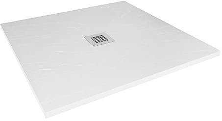 Aquabad Mineralguss Duschwanne Deluxe Classic, Rechteck 90 x 90 cm, Weiß