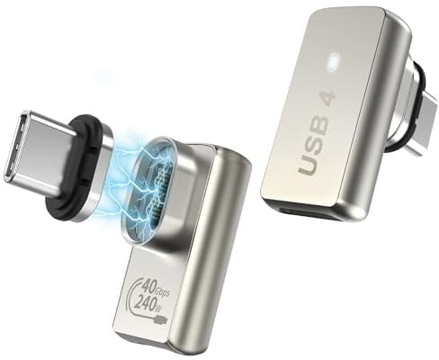 MoKo USB C Magnetisch Adapter 2 Stück, USB C Magnet Adapter mit PD 240W Schnellladung/40Gbps/8K Video/Thunderbolt 3/4 für MacBook/iPhone 15 Series/ROG Ally/Steam Deck/Legion Go/PS5 PSVR2, Flach