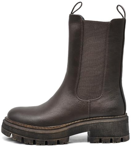 IF FASHION Stivali Stivaletti Anfibi Scarpe Chelsea da Donna Platform 901 Testa di moro N.40