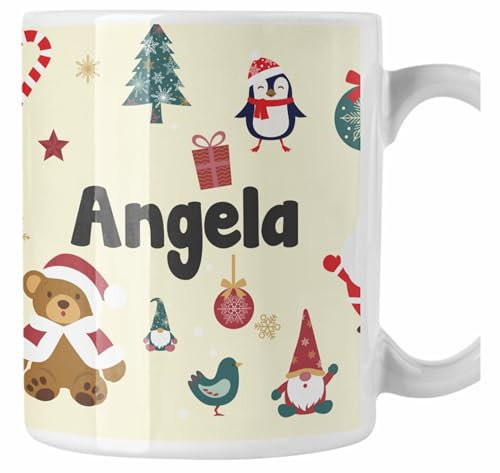 Colorfamily Tazza Natale PERSONALIZZABILE Fantasia Natalizia Babbo Natale Orsetto Personalizza con nome Merry Christmas Regalo Natale