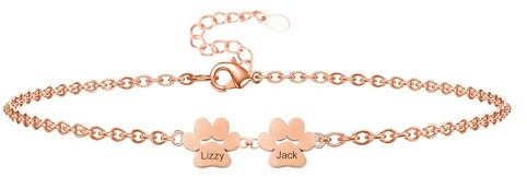 Personalisiertes Armband mit Pfotenabdruck und eingraviertem Namen Hundepfoten Anhänger Armband mit 1-4 Namen Haustier Gedenkschmuck für Tierliebhaber,Mama Armband mit Kindernamen Muttertagsgeschenk