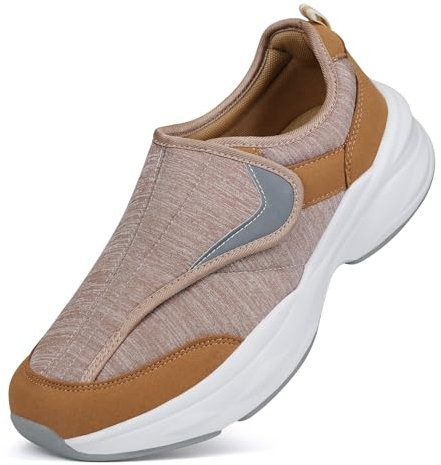 Ortho+rest Diabetiker Schuhe Herren Geschwollene Füße Diabetes Walking Schuhe Bogen Unterstützung Orthopädische Turnschuhe(42,Braun)