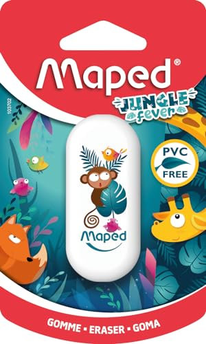 Maped - effizientes Radiergummi, Radierer JUNGLE FEVER – Dschungel-Design – ideal für Kinder