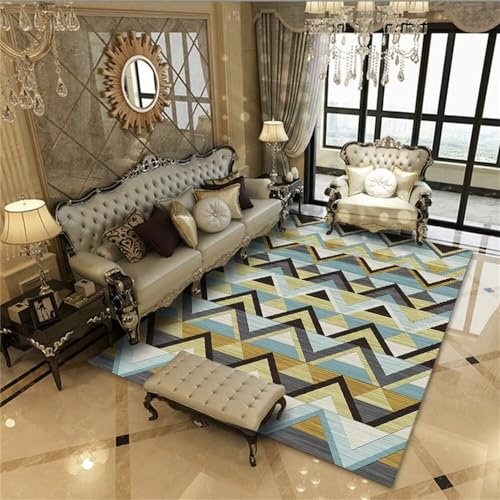 RUGMRZ Outdoor Teppich Für Terrasse Wohnzimmerteppich grau-Blaue Wohnaccessoires für das Wohnzimmer können viele Jahre verwendet Werden und sind verschleißfest Carpet 100X200CM