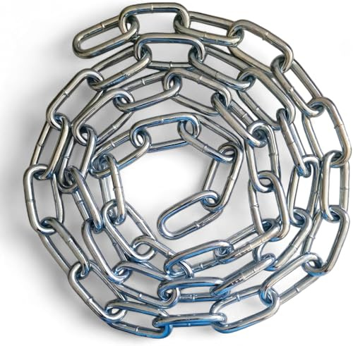 10MM Metal Chain Heavy Duty & Rust Resistant Link Galvanised Thick Polished Stainless Steel for Security Gate Fence Gym Weight Lifting Strong Long Life Welded Links (10MM, 1.5 Metre)