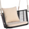 COSTWAY Hanging Rattan Swing Chair, Metal Frame Patio Hammock Chair with Seat & Back Cushion, Wicker Rope Swing Seat for Indoor Outdoor
